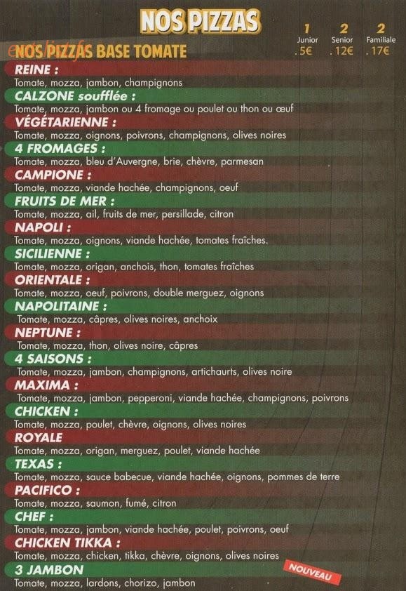 Pizza Roma — carte page 1