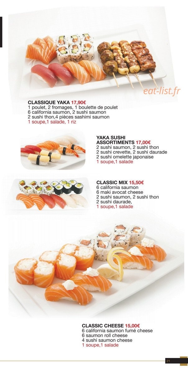 Yaka sushi — carte page 20