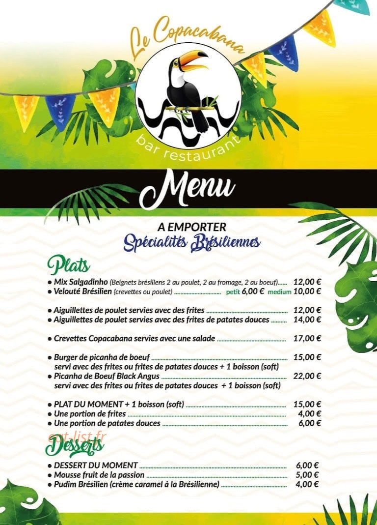 Le Copacabana — carte page 1