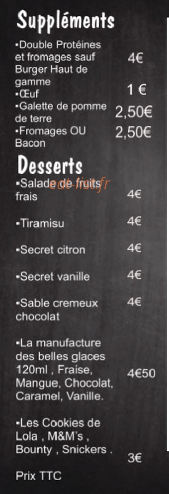 Le XIX Burger à la Francaise — carte page 4