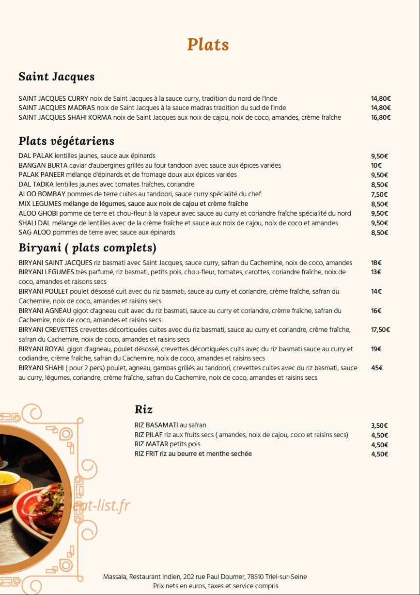 Massala — carte page 3