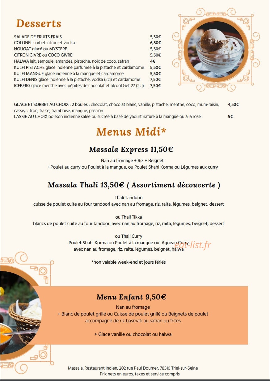 Massala — carte page 4
