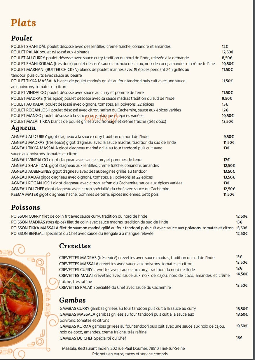 Massala — carte page 2