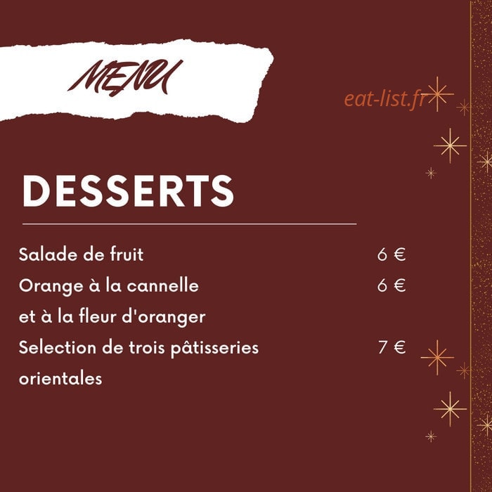 Carte et menu de Nour Djurjura à Triel sur Seine — Les desserts