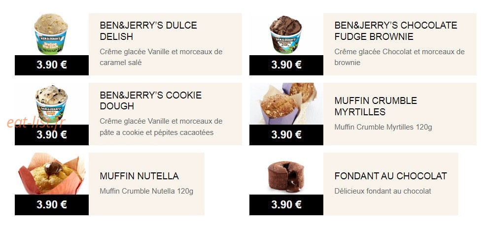 Carte et menu de Signature's Burgers à Triel sur Seine — Les desserts