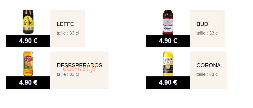 Carte et menu de Signature's Burgers à Triel sur Seine — Les bières