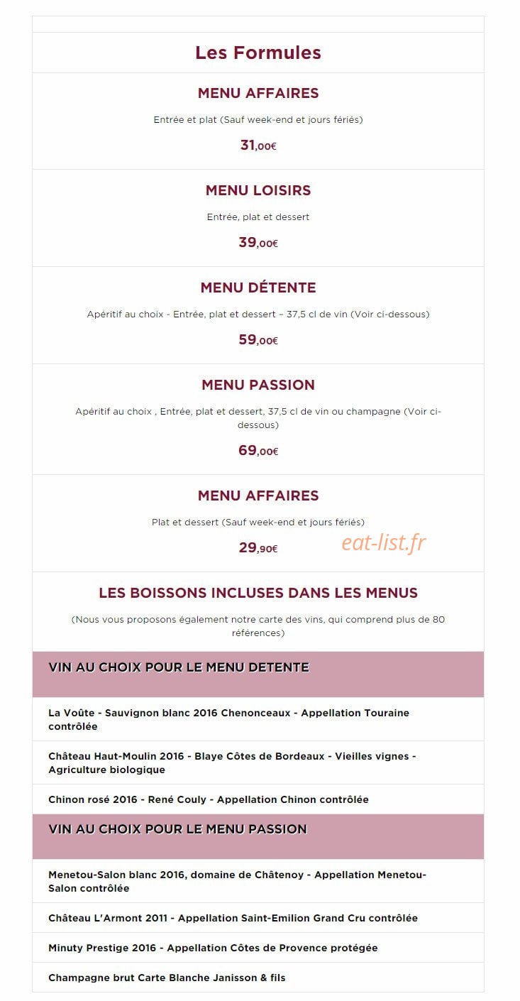Au Vieux Pêcheurs — carte page 1