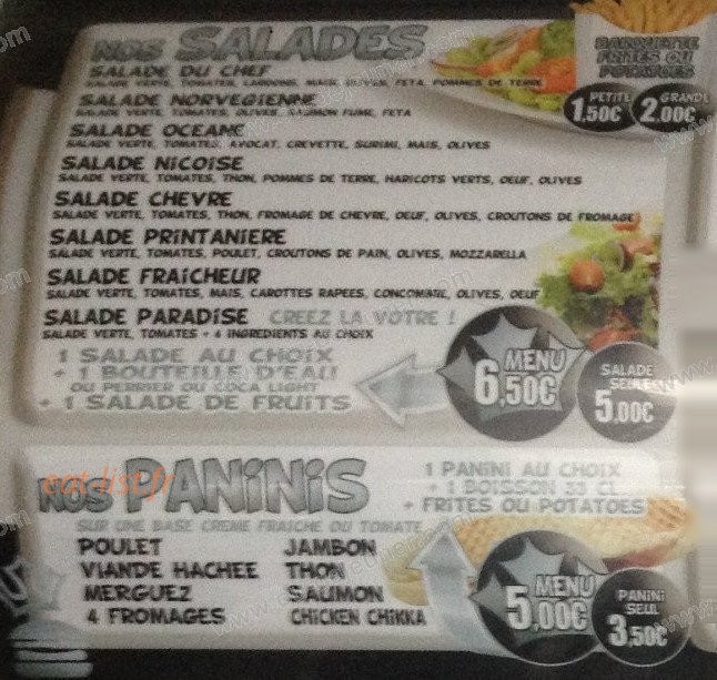Burger paradise — carte page 1