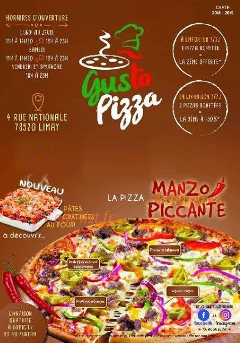 Gusto pizza — carte page 1