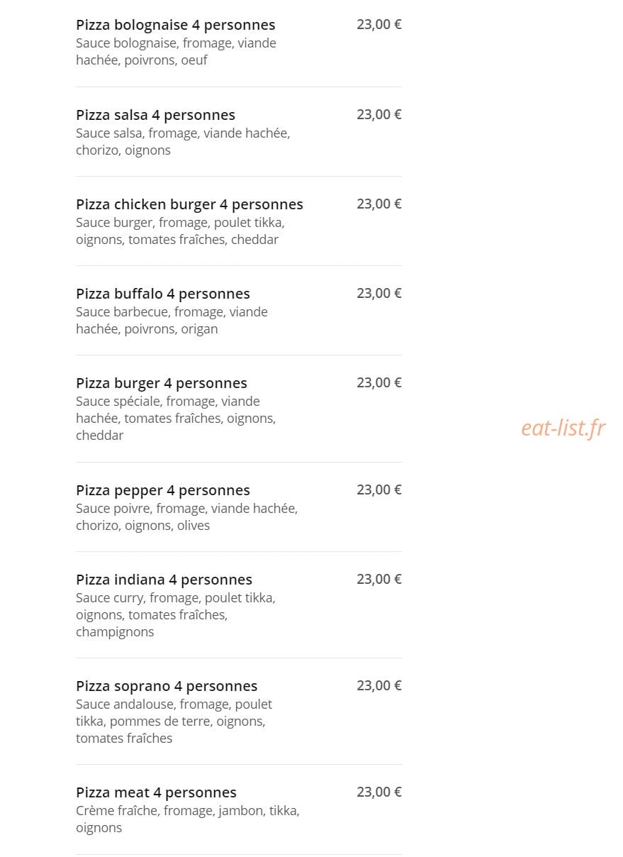 Pizza crust — carte page 15