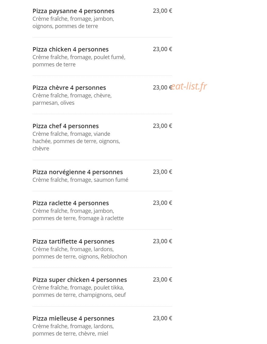 Pizza crust — carte page 16