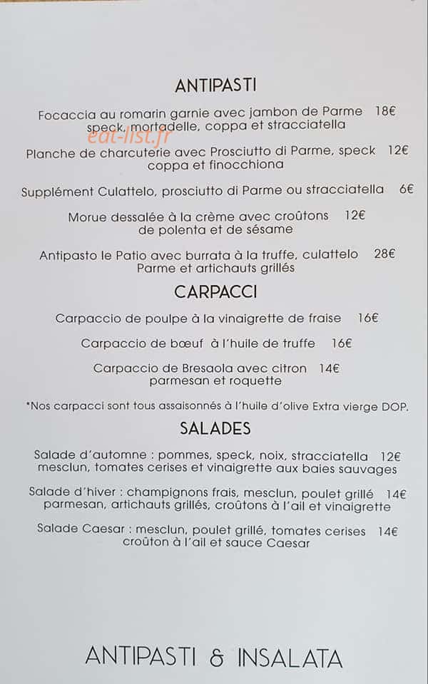 Le Patio — carte page 1