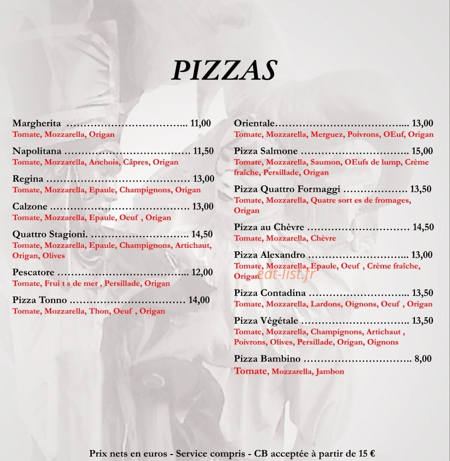 Alexandro Pizzéria — carte page 7
