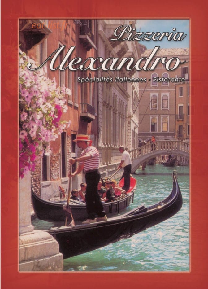 Alexandro Pizzéria — carte page 1