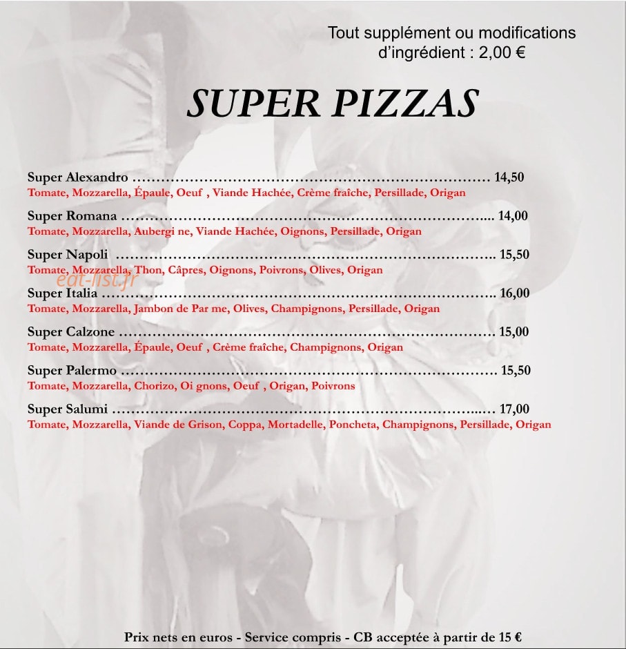 Alexandro Pizzéria — carte page 6