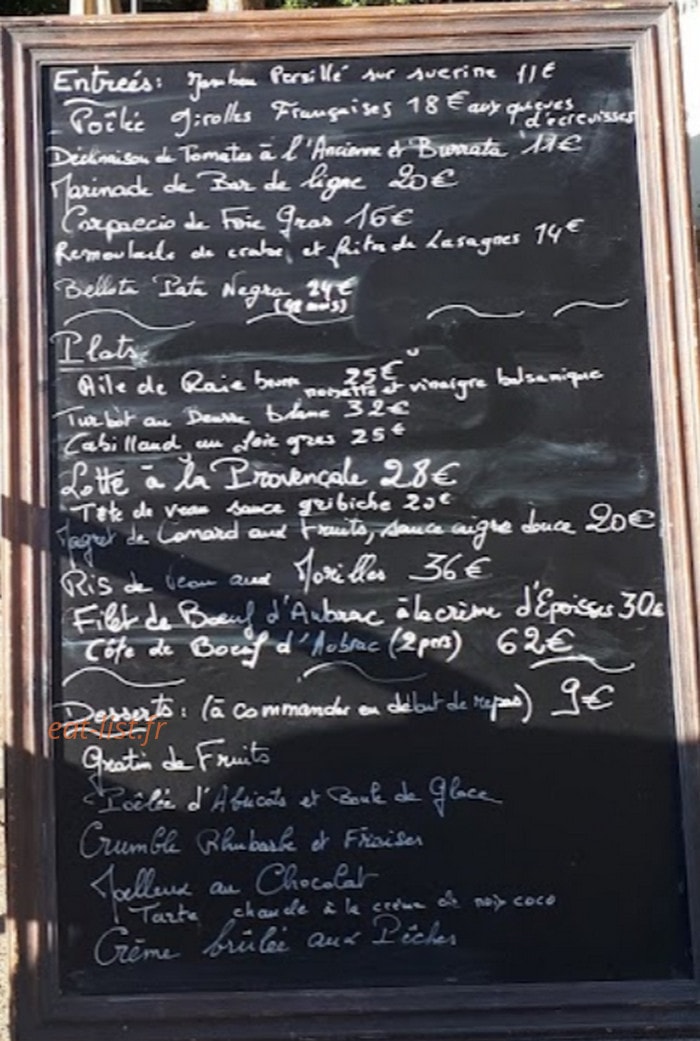 Auberge la Goëlette — carte page 1