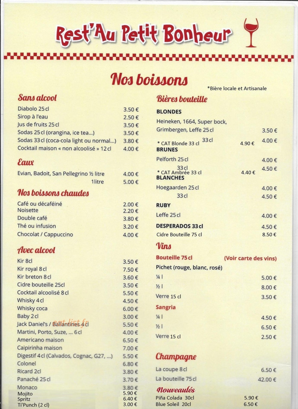 Rest'au petit bonheur — carte page 2