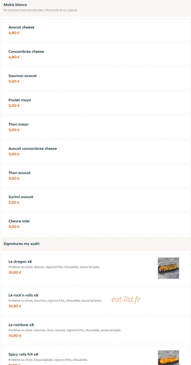 Asian food — carte page 9