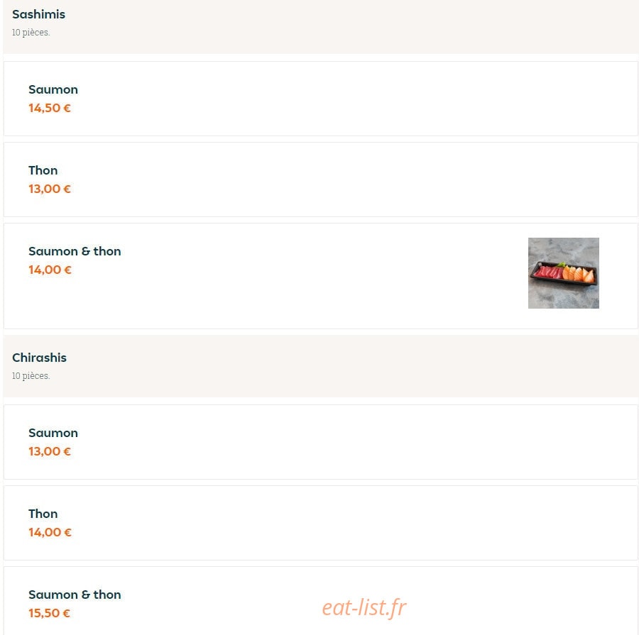 Asian food — carte page 13