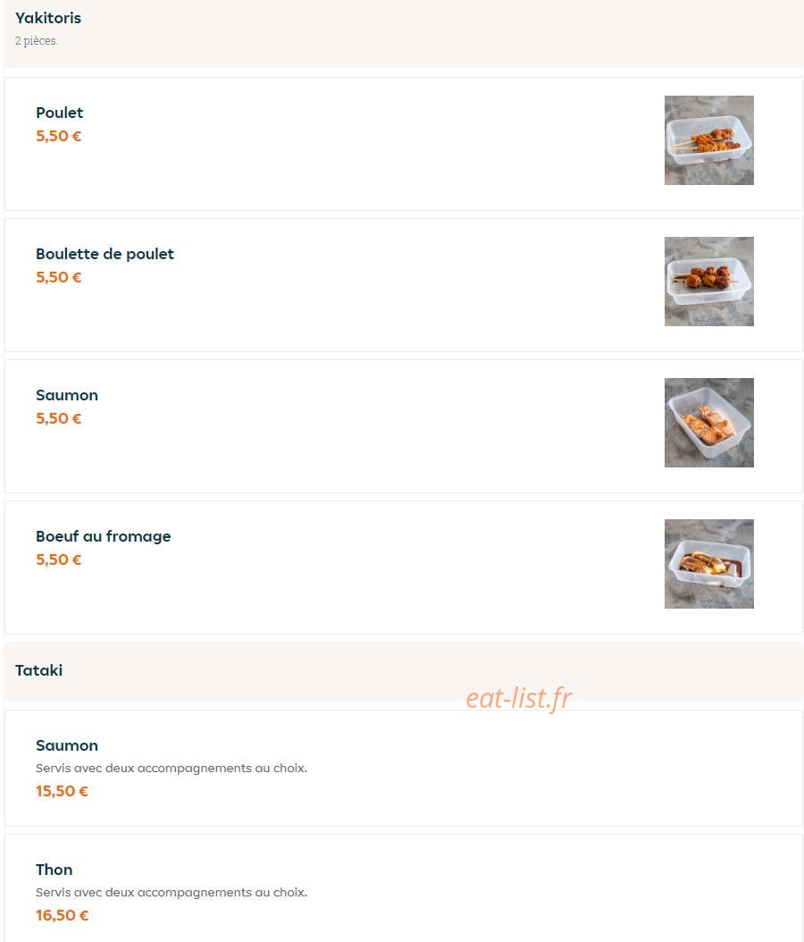 Asian food — carte page 16