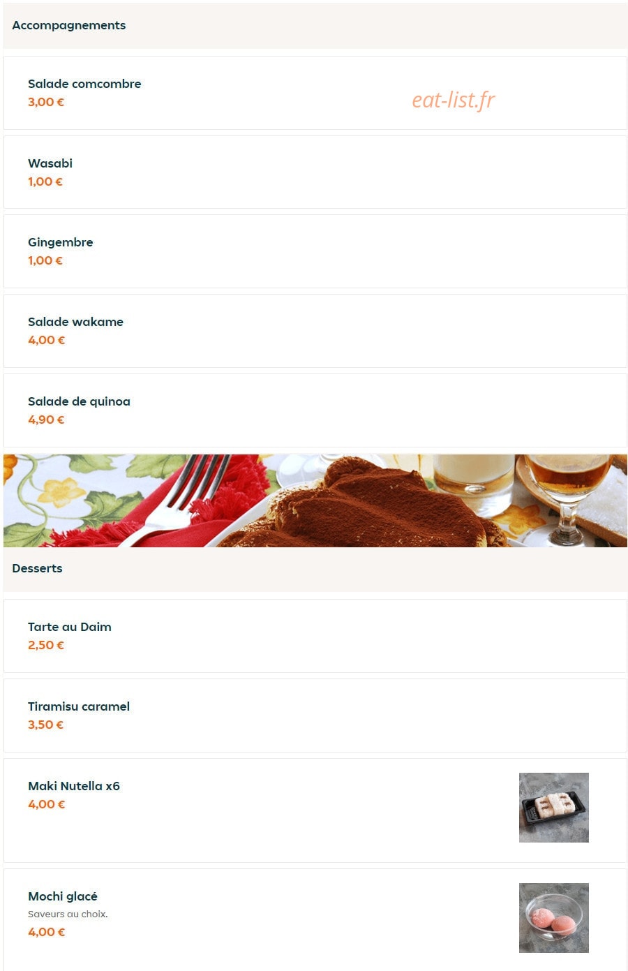 Asian food — carte page 19