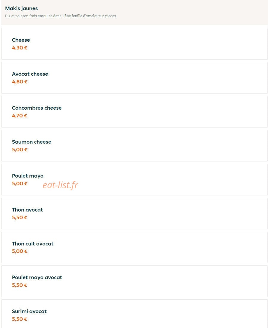 Asian food — carte page 7