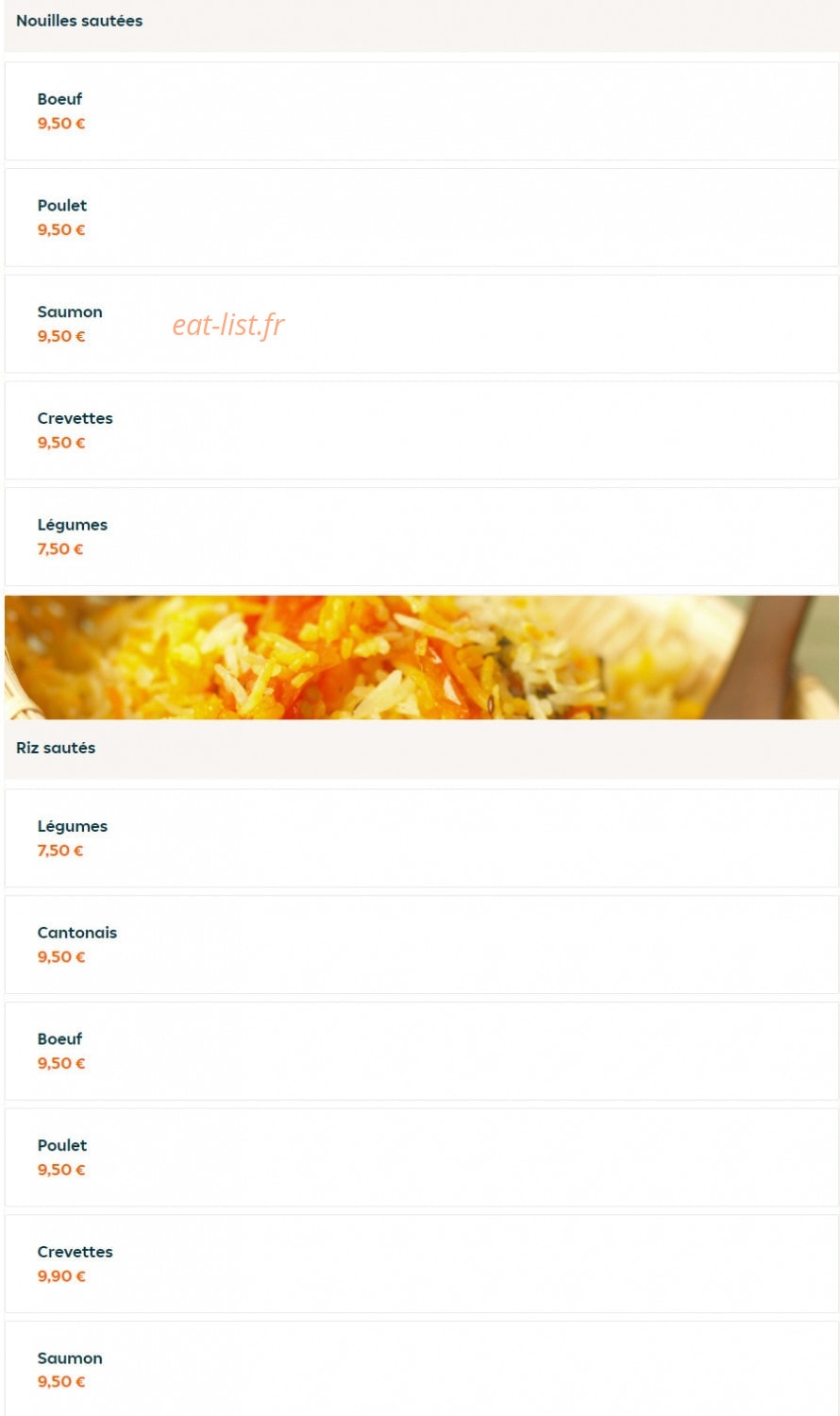 Asian food — carte page 15