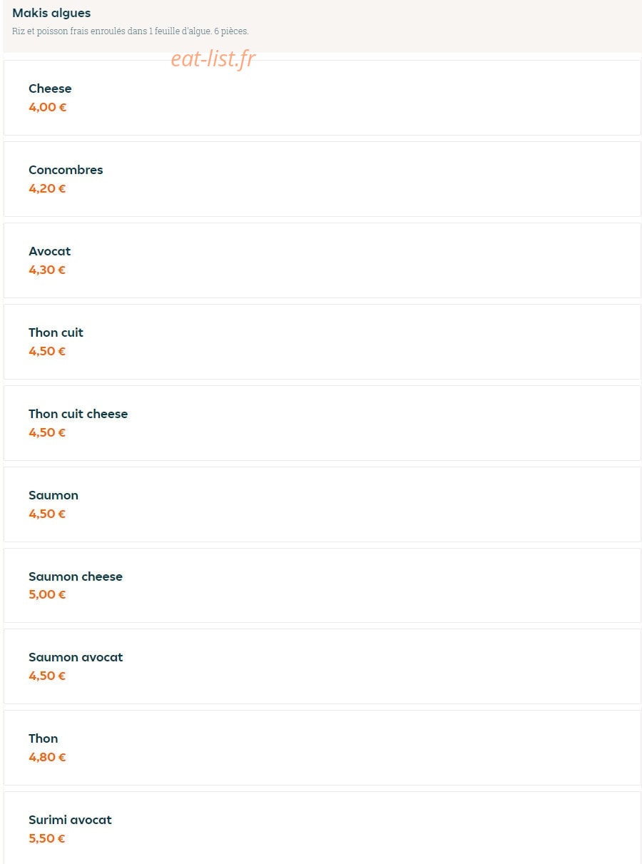Asian food — carte page 6