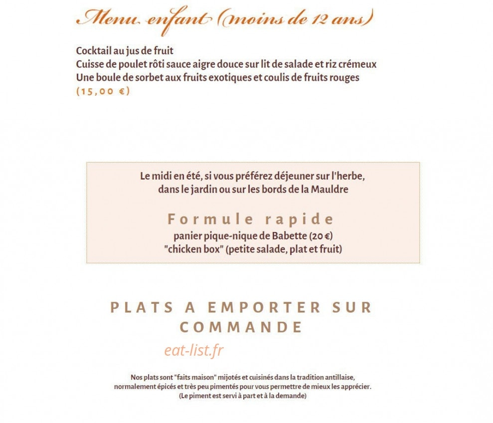La Case de Babette — carte page 6