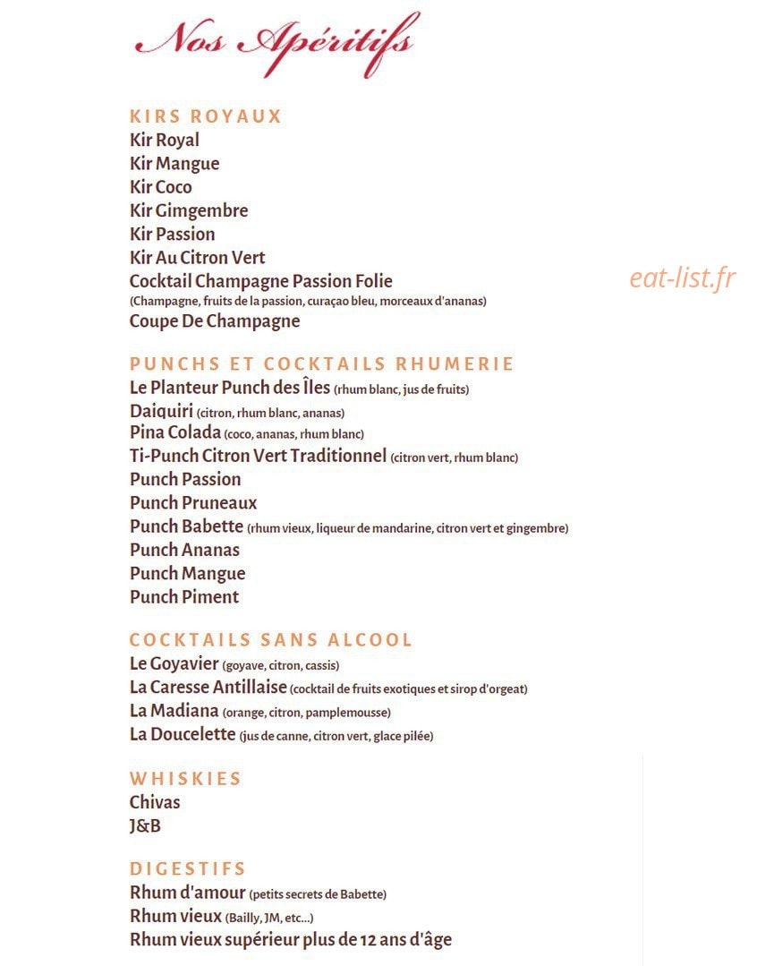 La Case de Babette — carte page 1