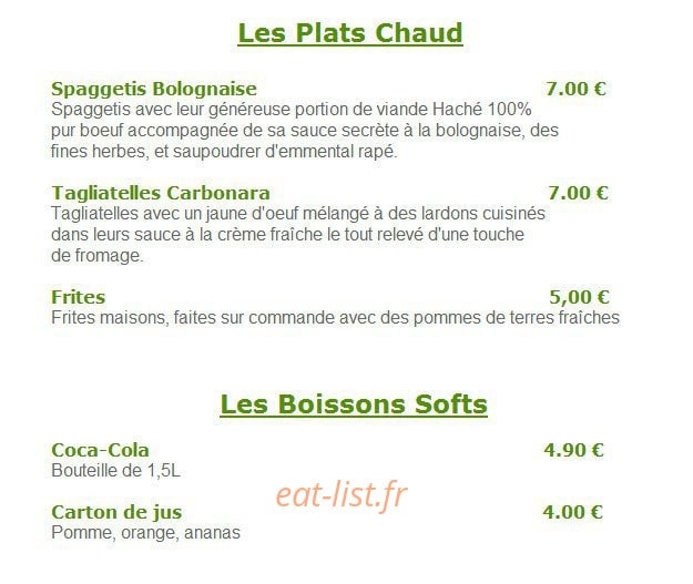 Burger Night — carte page 2