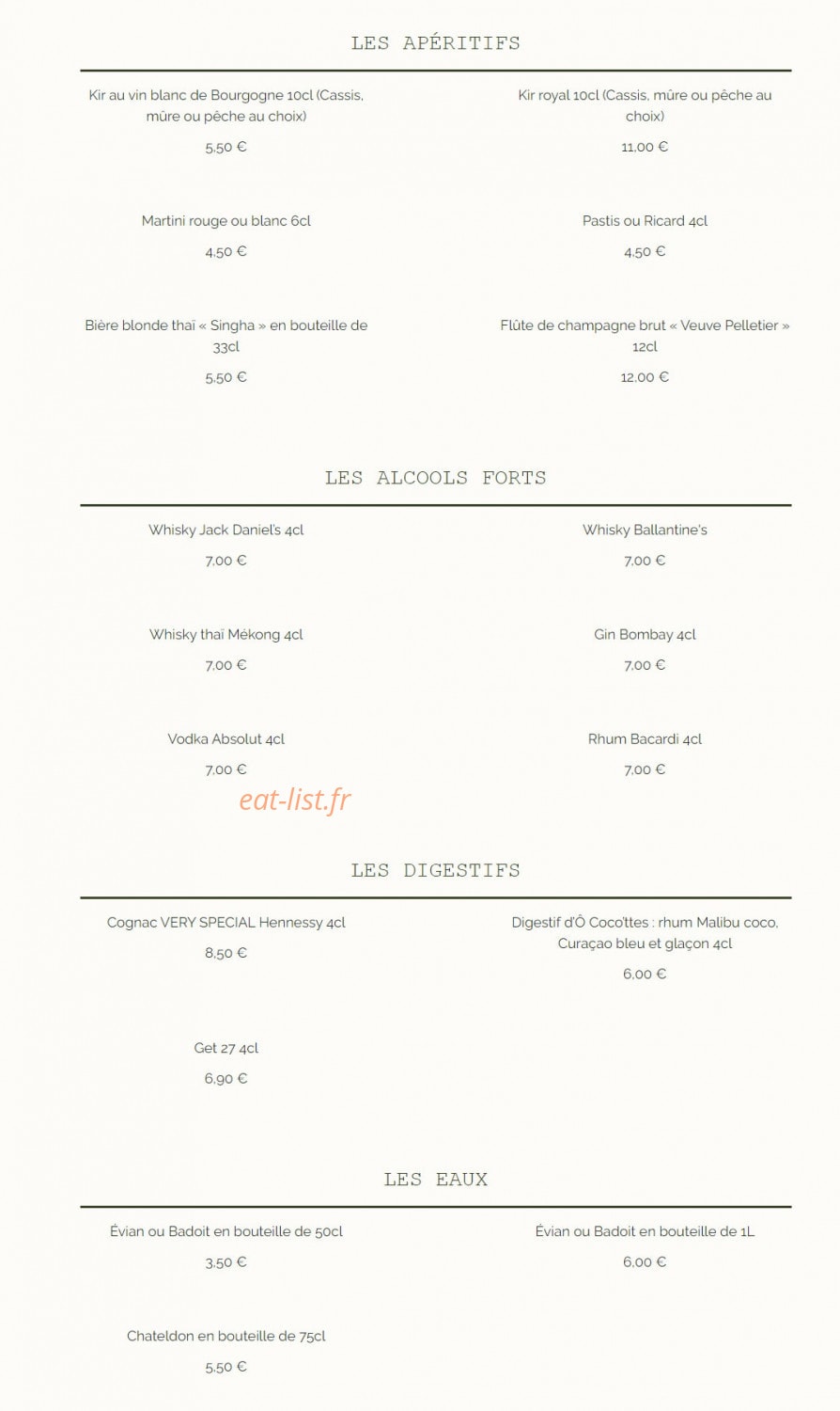 Ô Coco'ttes — carte page 17