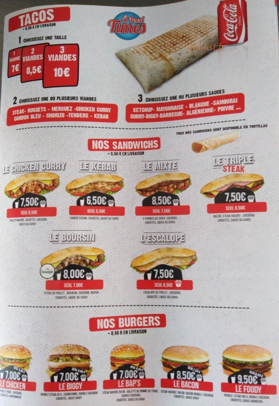 O Food Times — carte page 2