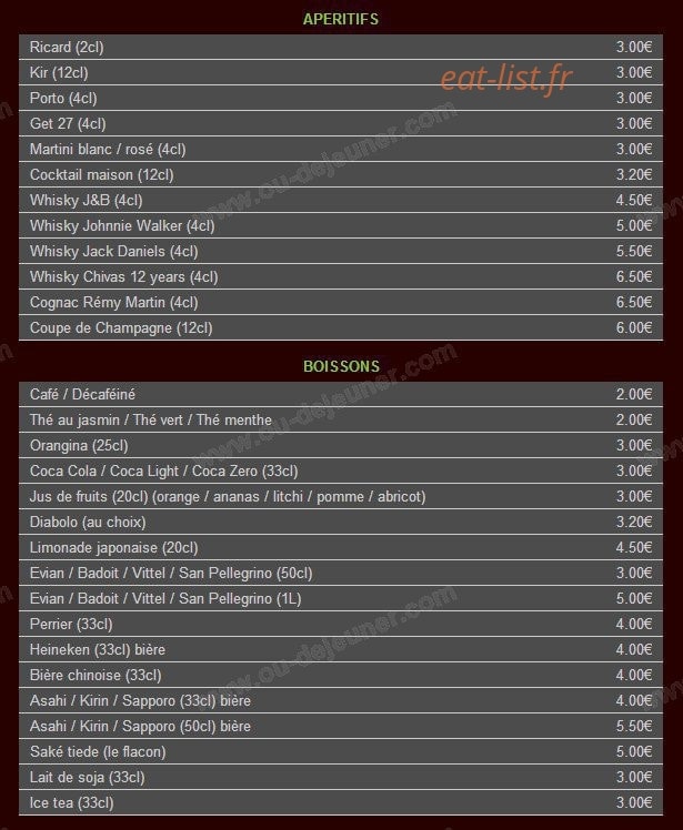 Sushi Line — carte page 10