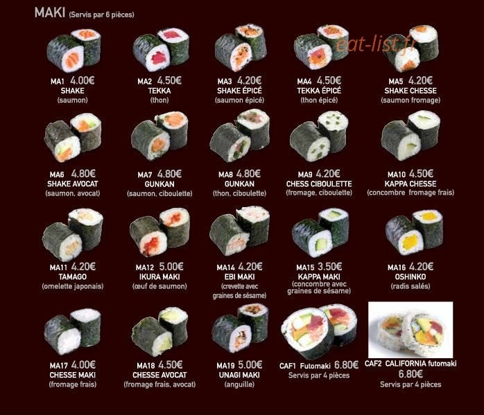 Sushi Line — carte page 2