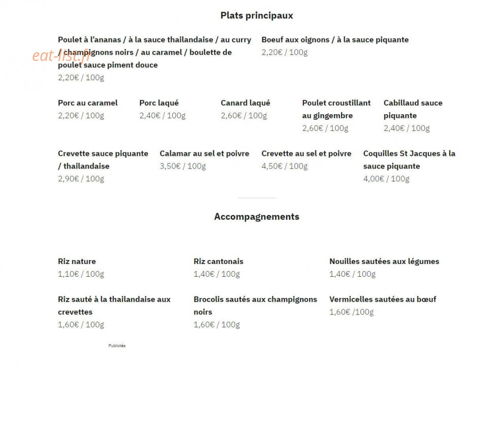 Aux Délices de Shanghai — carte page 2