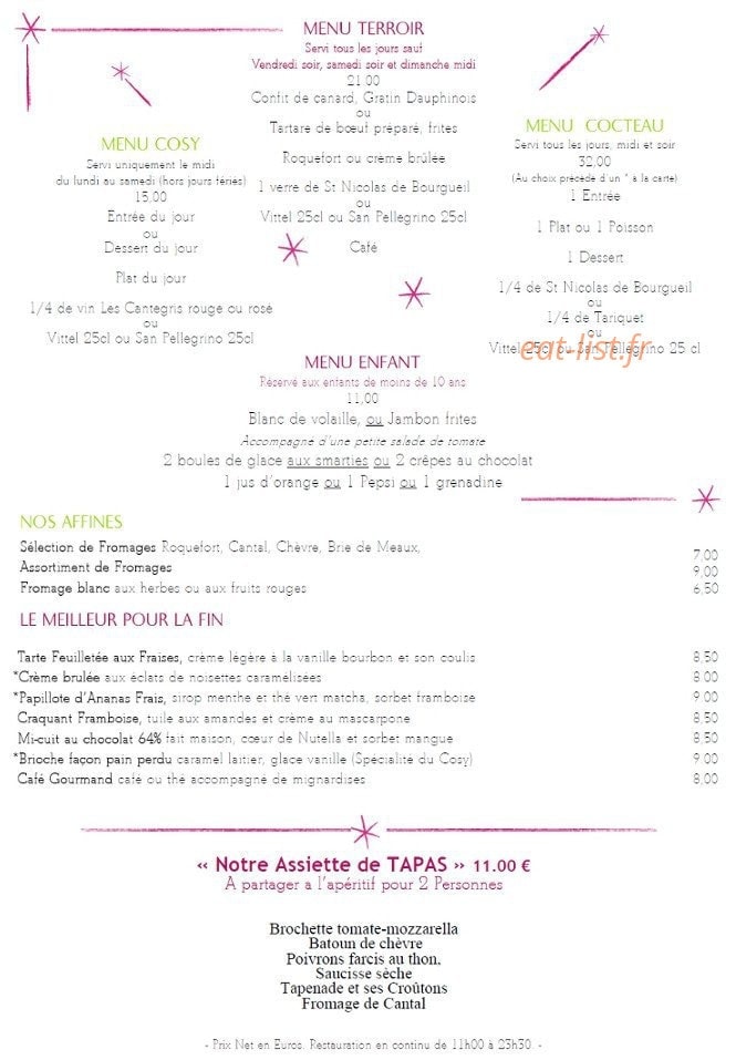 Cosy — carte page 2