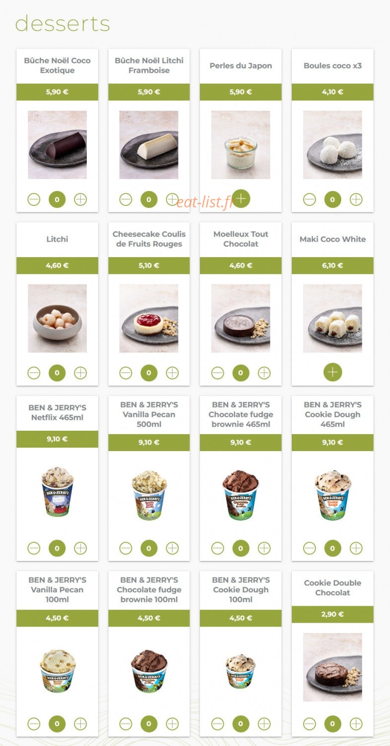 Eat sushi — carte page 20