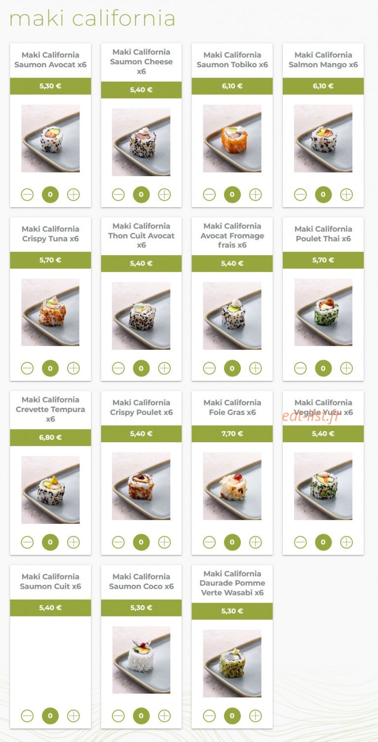 Eat sushi — carte page 9
