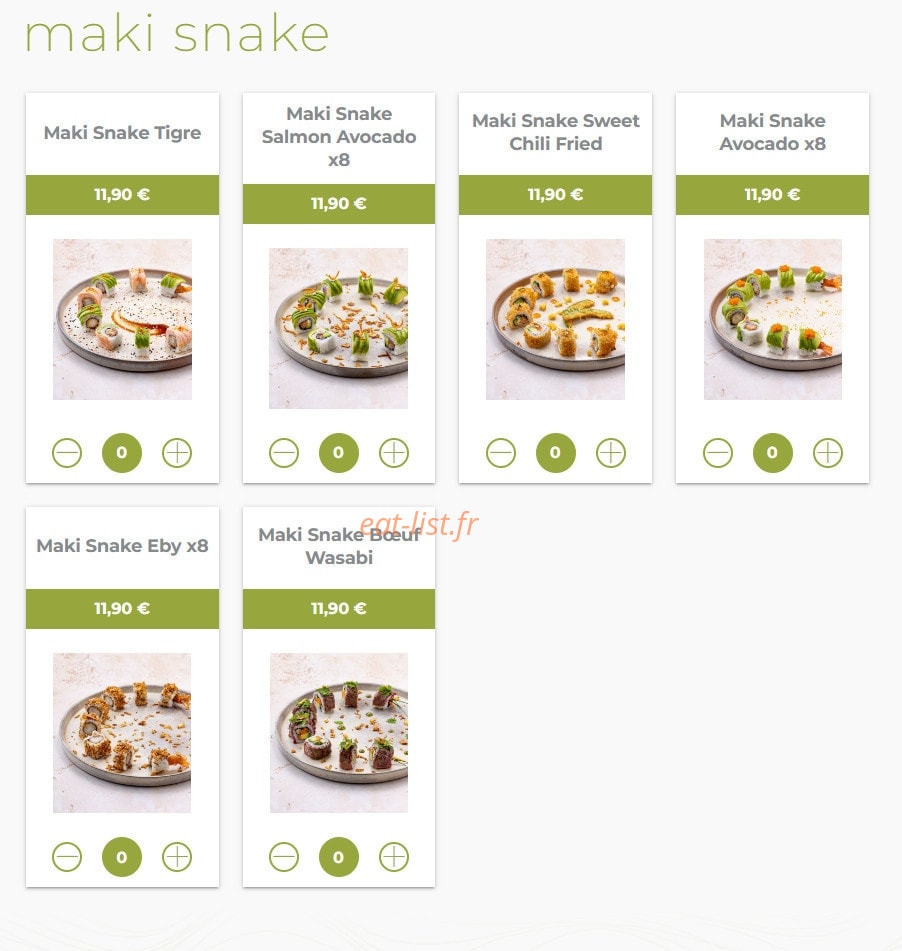 Eat sushi — carte page 14