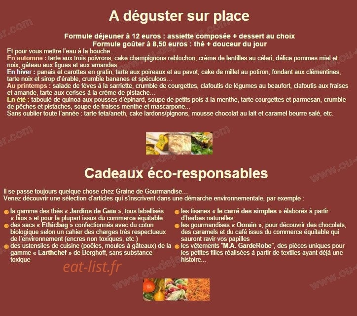Graine de Gourmandise — carte page 1