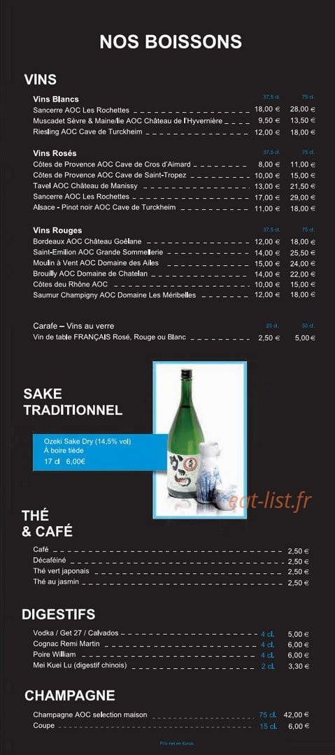 La Maison de Tokyo — carte page 9