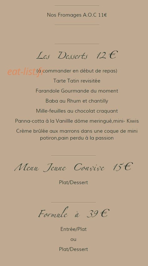 Carte et menu de Les jardins de la vieille fontaine à Maisons Laffitte — Les desserts et menus