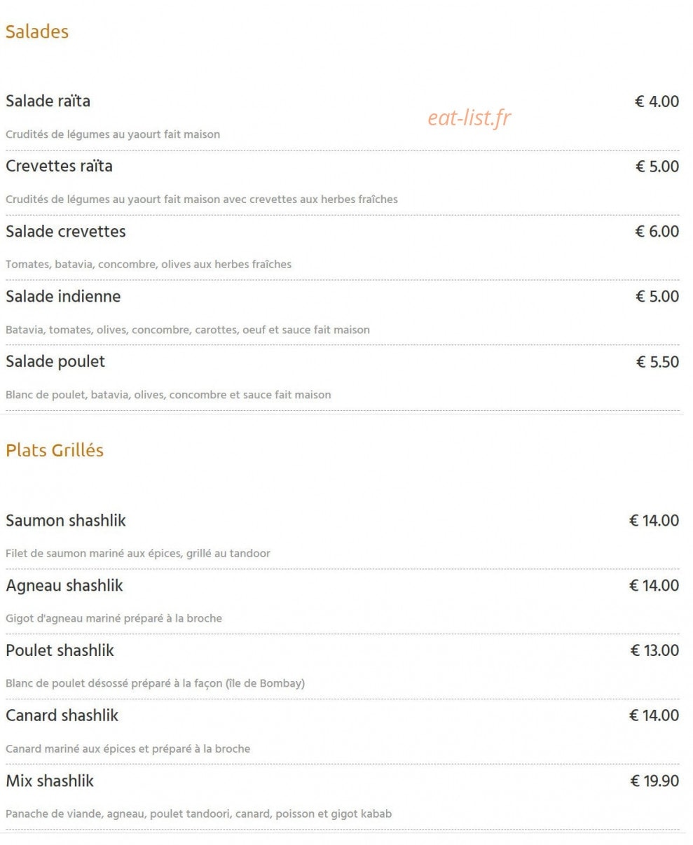 Taj Indien — carte page 4