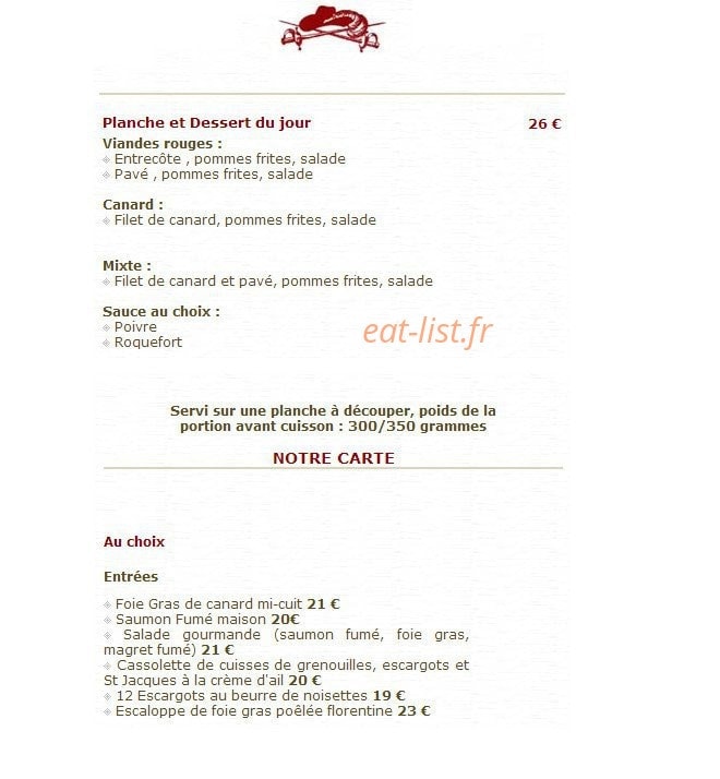 Auberge de l'Artoire — carte page 3