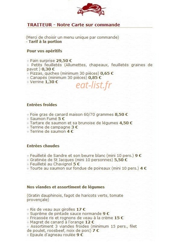 Auberge de l'Artoire — carte page 5