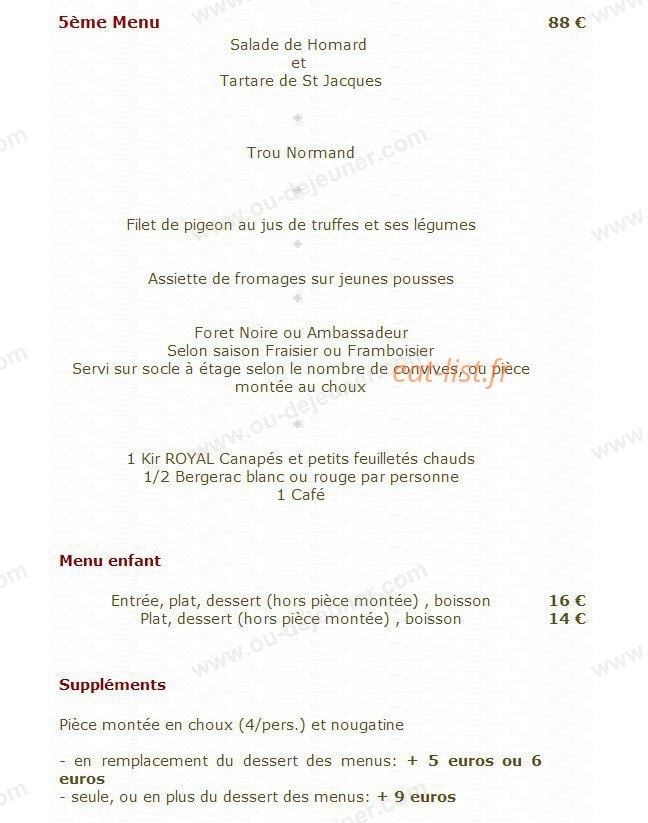 Auberge de l'Artoire — carte page 14