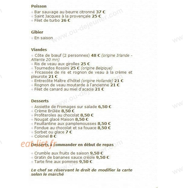 Auberge de l'Artoire — carte page 4