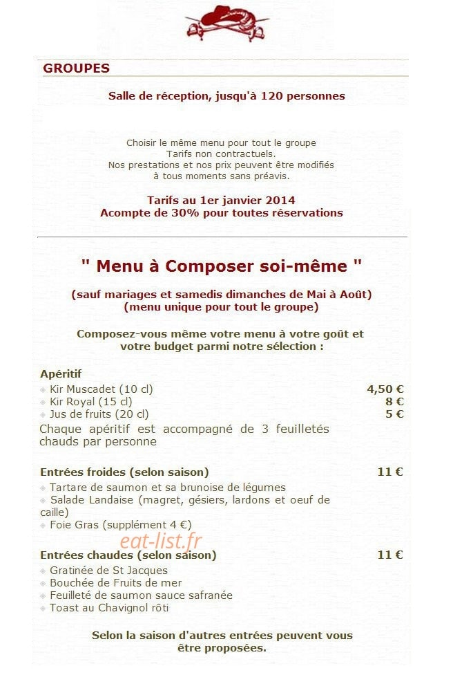 Auberge de l'Artoire — carte page 8