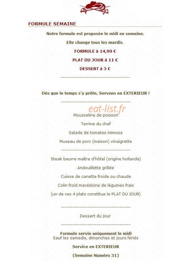 Auberge de l'Artoire — carte page 2